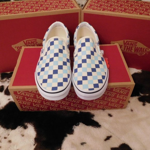 Vans Slip on Blue Light Blue Checkerboard - Picture 2 of 5